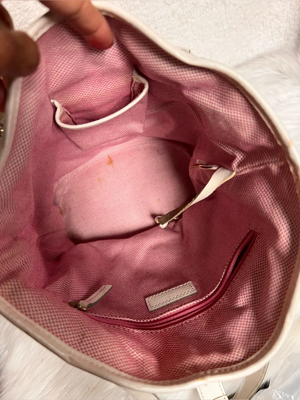 Dooney & Bourke Beige and White Monogram Hobo